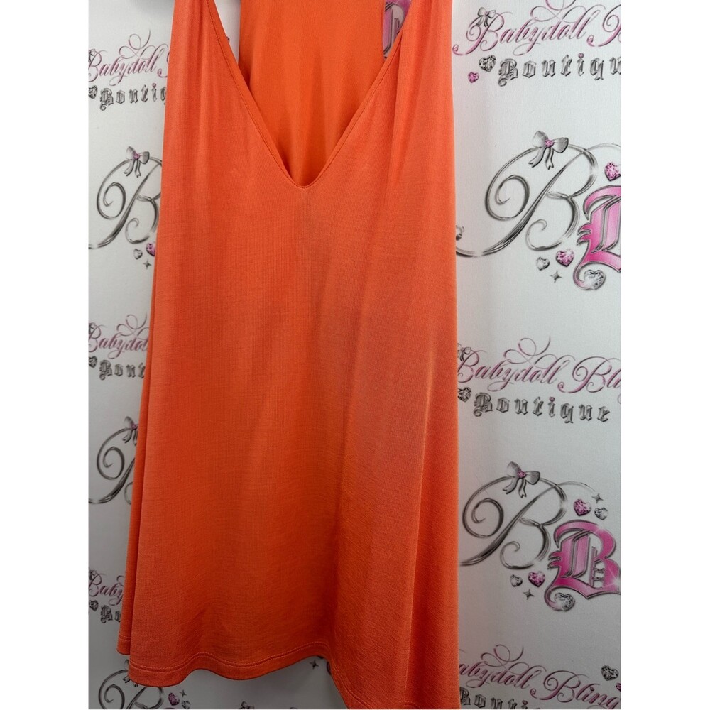 H&M tank top flowy bright neon summer Orange V-Neck Racerback Tank Top - Picture 4 of 7